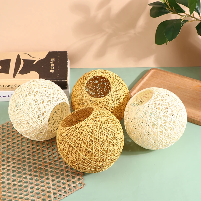 1pc Woven Pendant Light Shade Lamp Cover Chandelier Lantern Basket Rattan Lampshade for Hotel Dining Room Restaurant