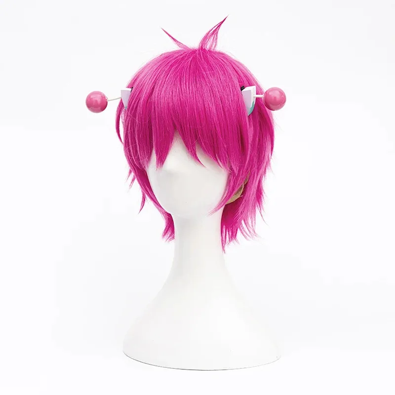 zz04zz12東京アニメ災難の人生 K. Saiki Kusuo コスプレショートピンク人工毛ヘアピン + ウィッグキャップ