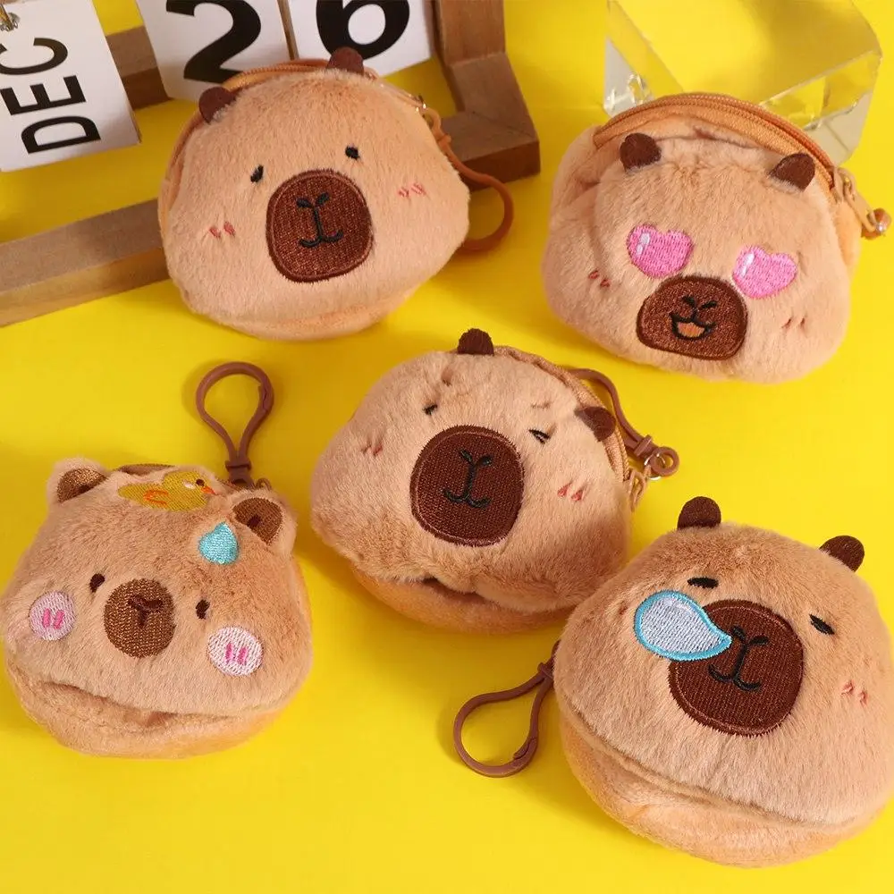 Zipper Capybara Coin Purse Wallet Bag Pendant Money Bag Capybara Plush Purse Bag Protective Case Coin Pouch