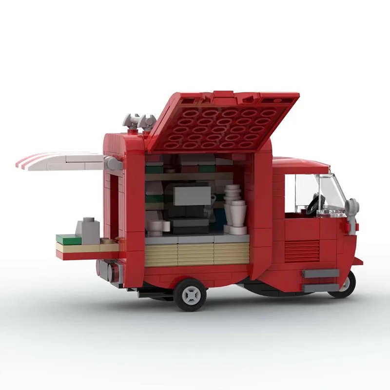 MOC compatible LEGOS Christmas Coffee tuk-tuk Creative building blocks Creative car model to create a gift for children