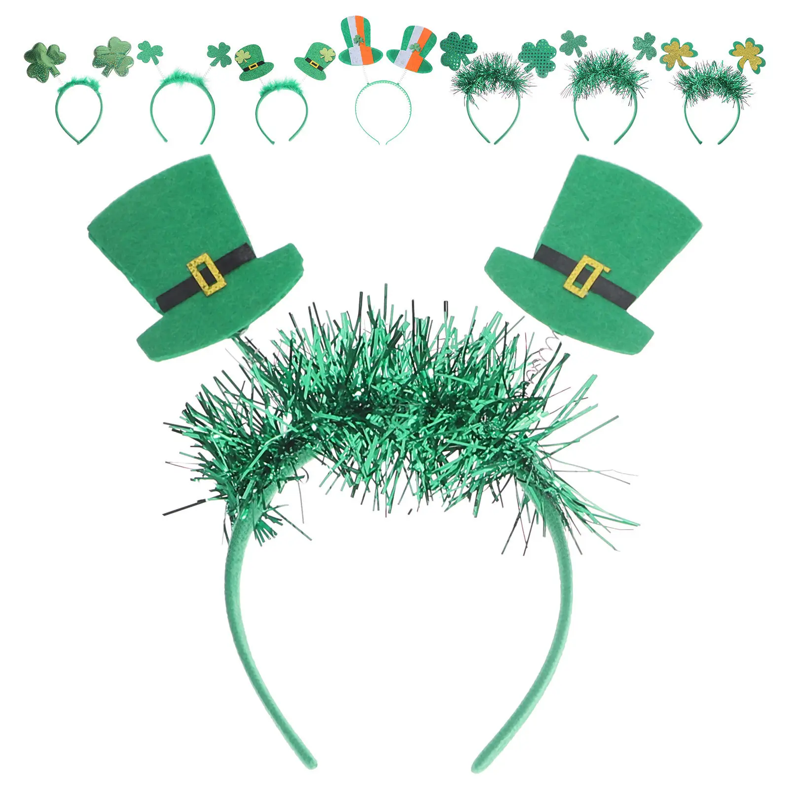 

8Pcs St Patrick Hairband Shamrock Headpiece for Holiday Party Wedding Event Decoration Versatile Styling Elegant