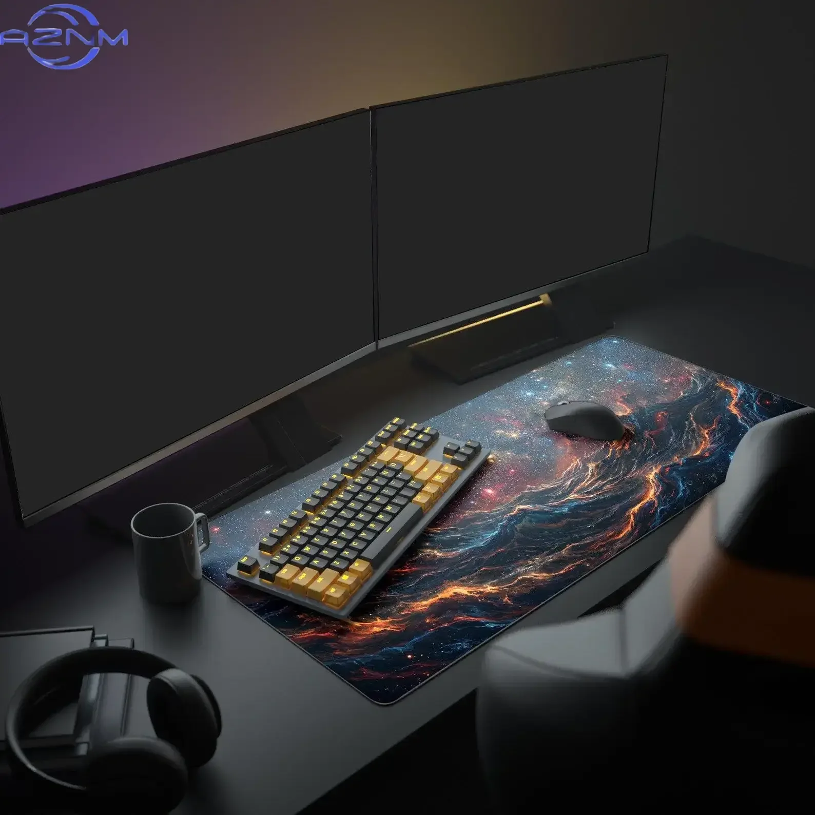 Cosmic Tides Mouse Pad Gaming Desk Mat,XxL Mousepad Gamer, Space Nebula Aesthetic,Non-Slip Desk Pad,mouse Mats Gift for Gamers
