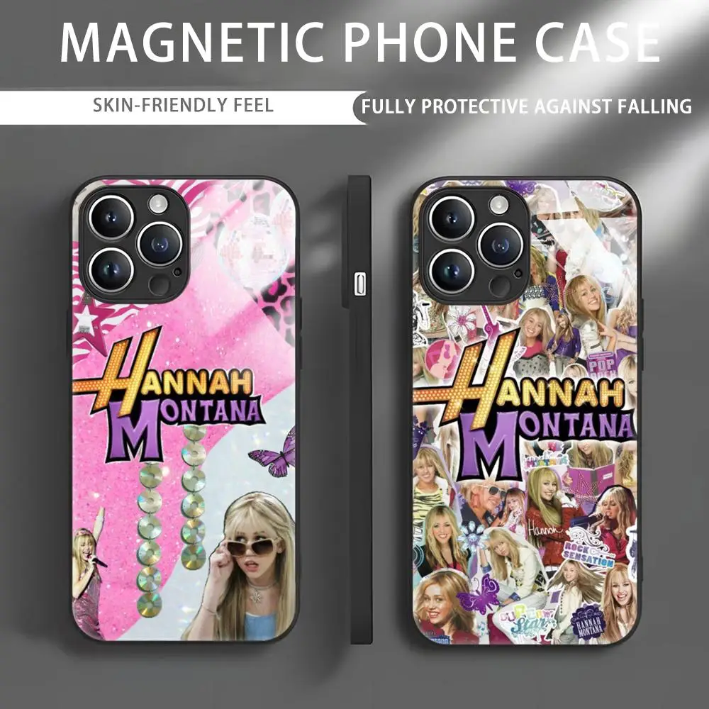 H-Hannah M-Montana Phone Case For iPhone 15 14 13 12 11 X XR XS XSMAX 8 7 Plus Mini Pro Max Glass Magnetic Phone Case