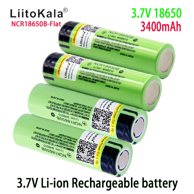 100% New Original liitokala NCR18650B 3.7v 3400mah 18650 Lithium Rechargeable Battery For Flashlight batteries (NO PCB) 1-20 PCS