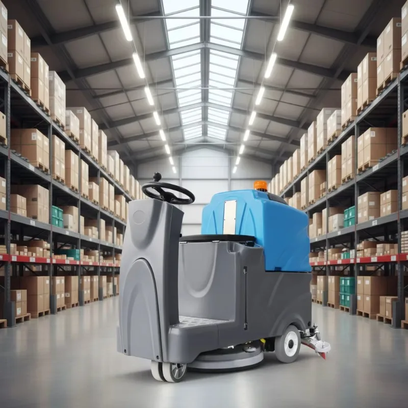 

Commercial Ride on Floor Scrubber Machine Heavy Duty Warehouse Floor Scrubber for Large Area Cleaning in Parking Lots