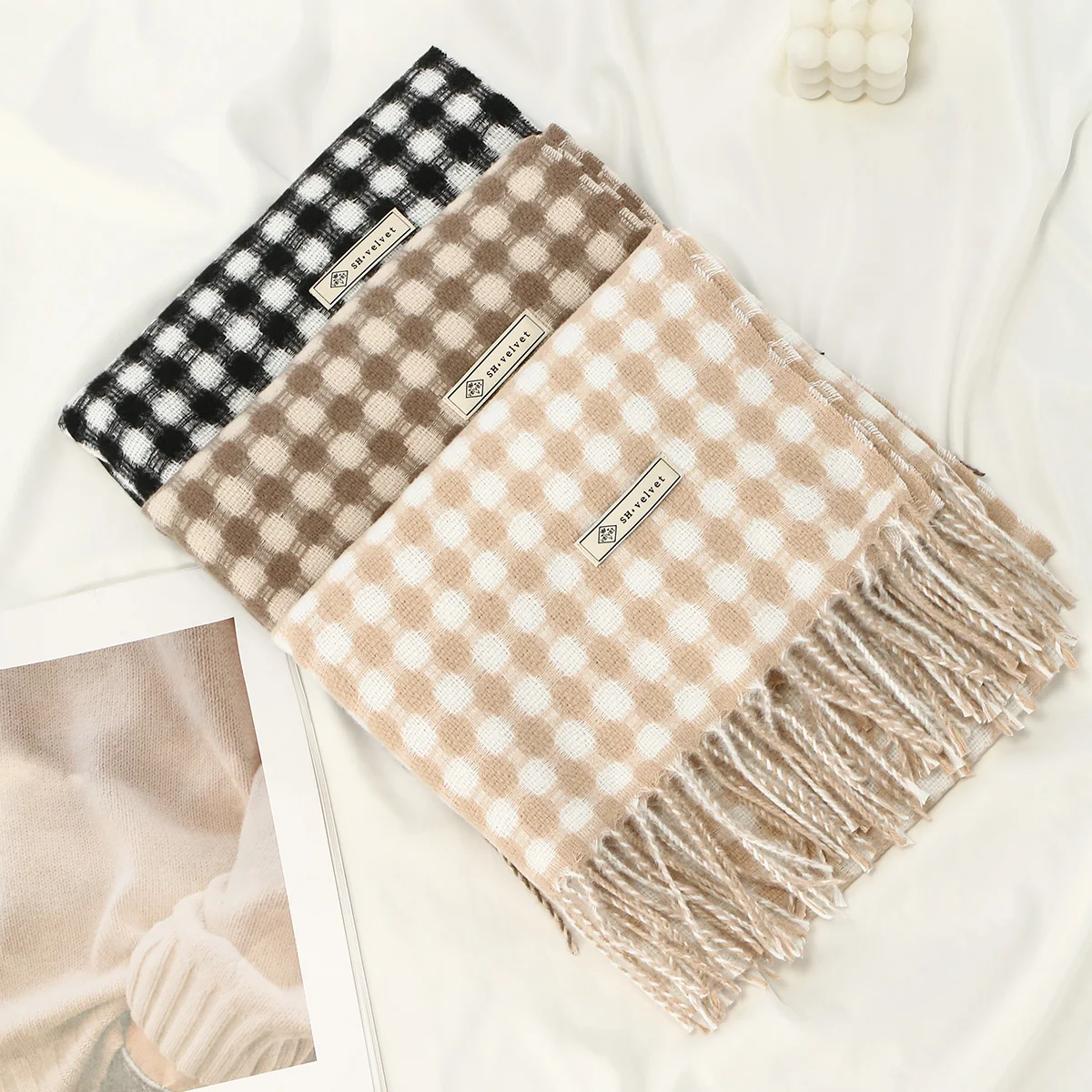 Neuer Leoparden-Kaschmirschal für Damen, Winter, hält warm, modischer kariertes, langer Schal, Damen-Wickel, dicker Pashmina, für den Außenbereich – Detail 36