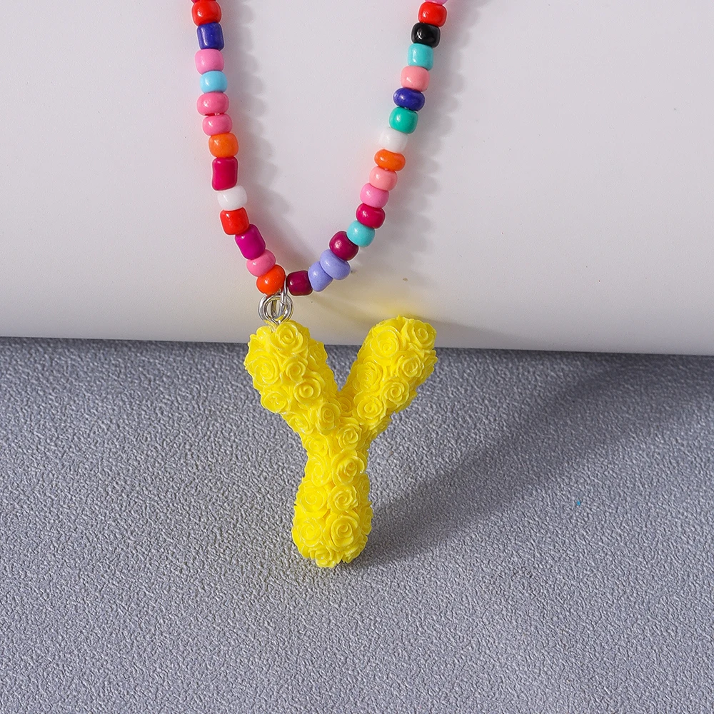 Aihua Niedliche Boho-Halskette mit Namen und Initialen, 26 Buchstaben, für Frauen, BFF, beste Freunde, Kinder, Rose, A-Z Alphabet-Halsketten, Geburtstagsgeschenke – Detail 17