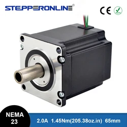 Hollow Shaft Nema 23 Stepper Motor Dual Shaft 1.45 Nm 2.0A 57x57x65mm Stepping Motor Shaft Φ12 mm for CNC Milling Engravin