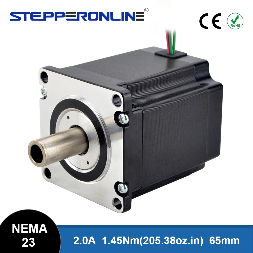 Hollow Shaft Nema 23 Stepper Motor Dual Shaft 1.45 Nm 2.0A 57x57x65mm Stepping Motor Shaft Φ12 mm  for CNC Milling Engravin