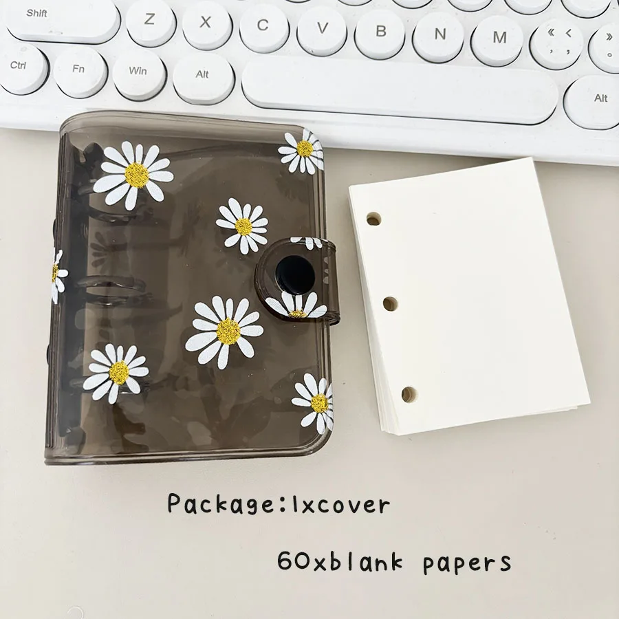 1 Set 3-Loch-Gänseblümchen-Notizbuch, Taschen-Notizblock mit losem Blattring, mit 60 Blatt Gürtel/leeres Papiere, DIY Mini-Junk-Tagebuch-Handbuch – Detail 15