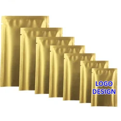 300PCS New Open Top Matte Gold Aluminum Foil Bag Facial Coffee Powder Herbal BeedsNail-tips Trial Heat Sealing Packaging Pouches