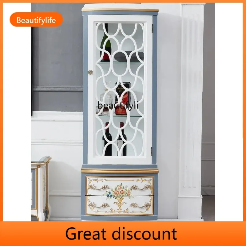 

QQ45 European style wine cabinet painted single door double door living room decoration cabinet light luxury display cabinet