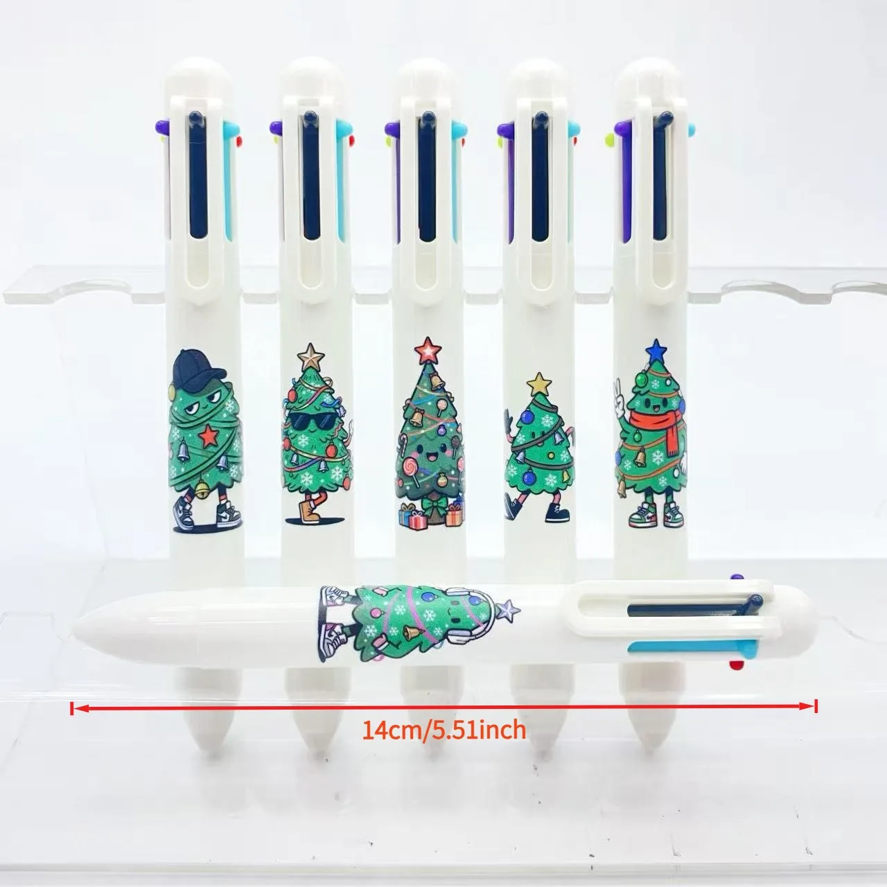 6PCS/12PCS Christmas Tree Men White Series Set Six-In-One Multicolor Ballpoint Pen Student Marker Pen Highlighter Set
