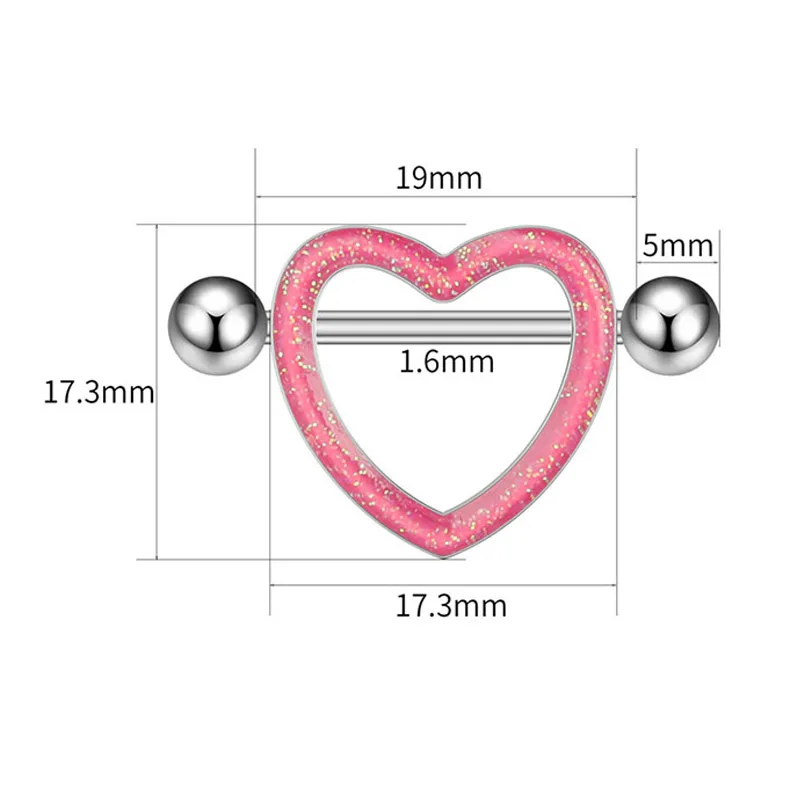 2pcs Heart Nipple Piercings Shield Barbell for Women Girls Sexy Bear Dangled Nipple Rings Steel Body Jewelry 316LSteel 2022