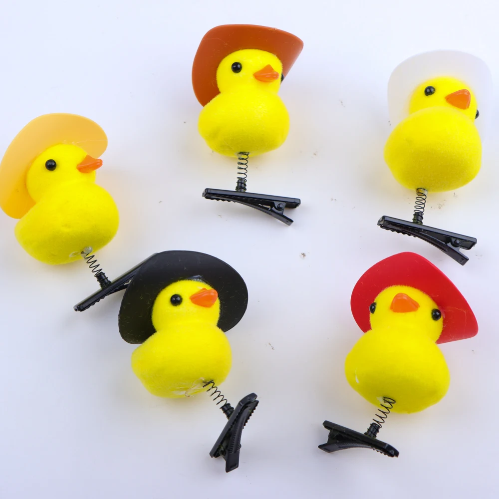 10/20/50/100Pcs/Lot Cartoon Funny Children 3D Little Yellow Duck Plush Hairpin Fashion DIY Duckbill Clip Accessories Party Gifts image 3