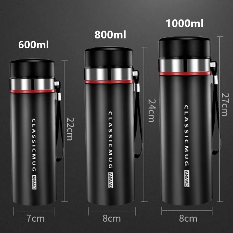 Xiaomi 1000ml/800ml Double Stainless Steel Thermos Mug With Filter Portable Insulated Cup Vacuum Flask Tumbler Water Bottle