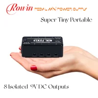 Rowin-Pedal de efectos de guitarra súper pequeño, Mini fuente de alimentación, 8 fuentes aisladas, 9V, 300mA, salidas CC, acopladores de cargador de doble cara