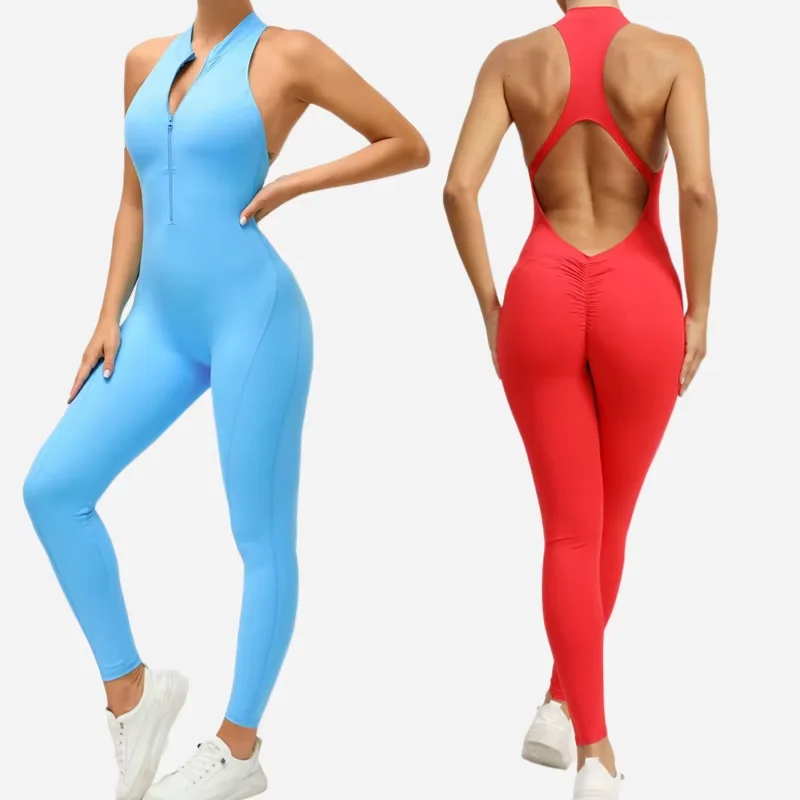 2025 Yoga Set Jumpsuits One-Piece Zipper Sports Fitness Female Gym Fitness Beauty Back Running Training Tracksuits for Women