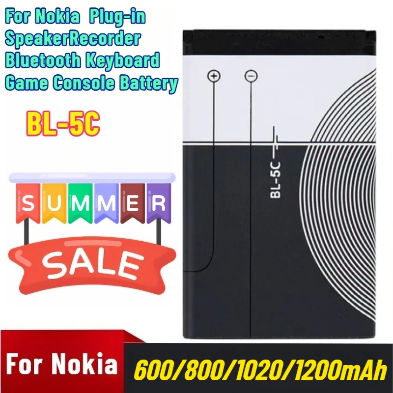 

600/800/1020/1200 мАч для Nokia BL-5C, литиевая батарея, подключаемый динамик, рекордер, Bluetooth-клавиатура, аккумулятор для игровой консоли