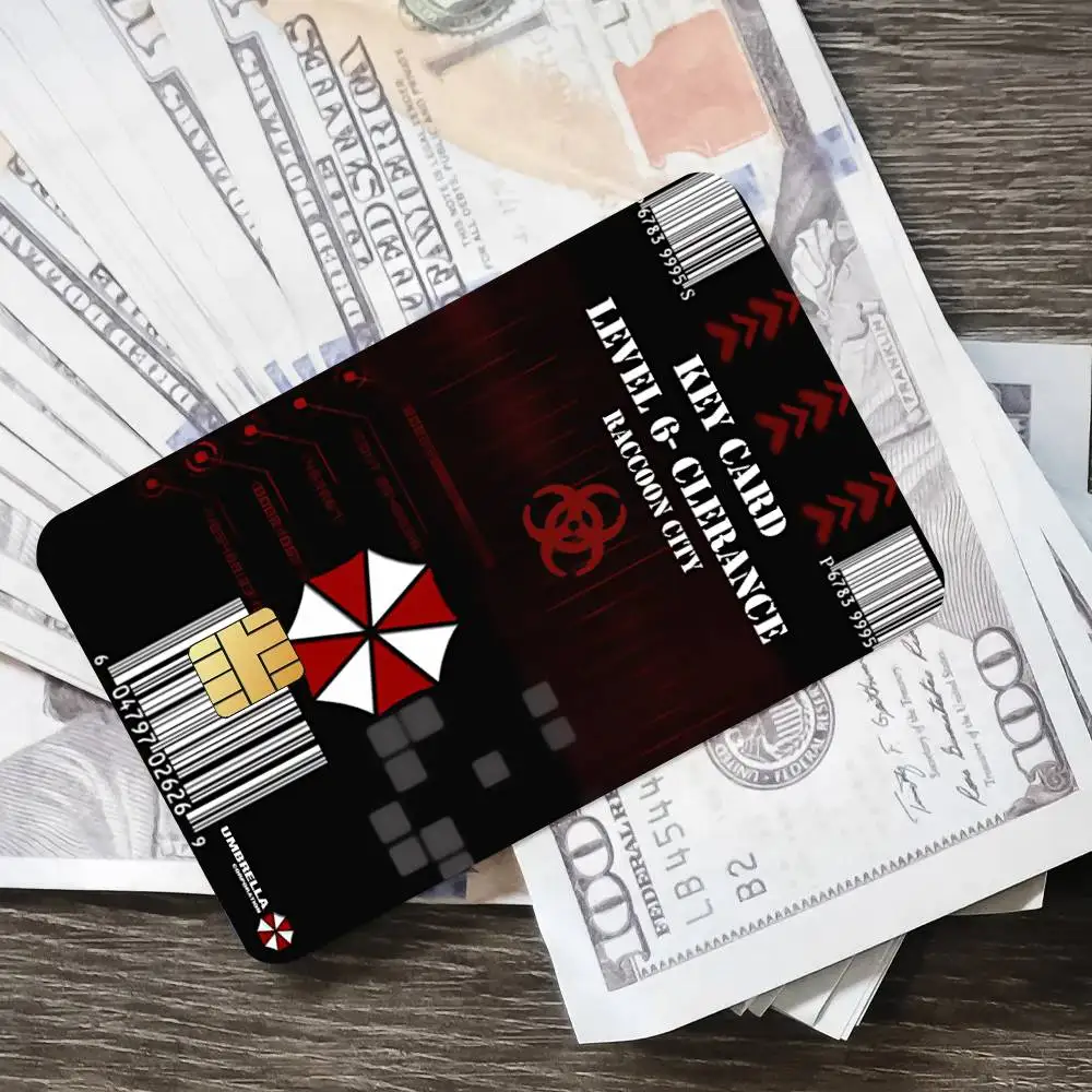 لعبة R-Resident E-Evil ملصق غطاء الجلد الائتماني بطاقة ملصقات 4 قطعة فيلم حافلة تمرير الجبهة الديكور البنك الخصم مقاوم للماء
