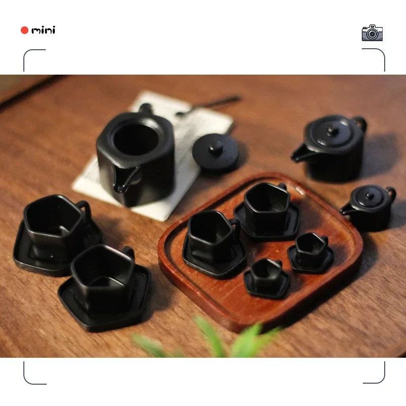 5개 미니 아이템 인형집 작은 찻주전자 세트 창의적인 소품 놀이 세트 인형집 장식 액세서리 주방 역할 놀이 장난감