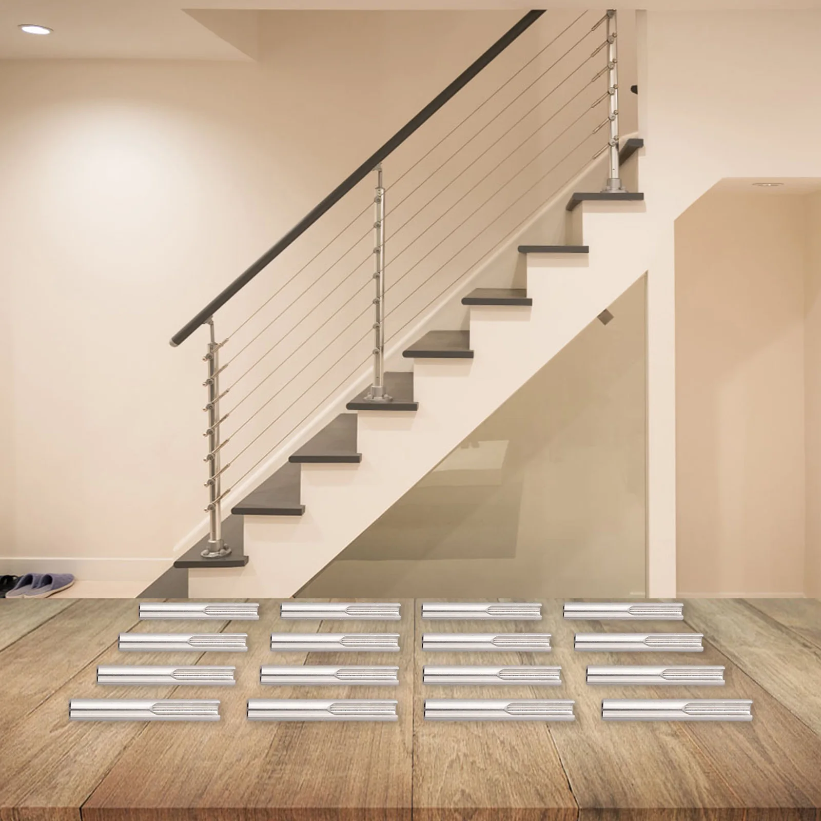 ที่มองไม่เห็น Terminal ฮาร์ดแวร์ชุด 20pcs T316 สแตนเลสสําหรับ 18 นิ้วราวยืดหยุ่นสําหรับต่างๆมุมสาย