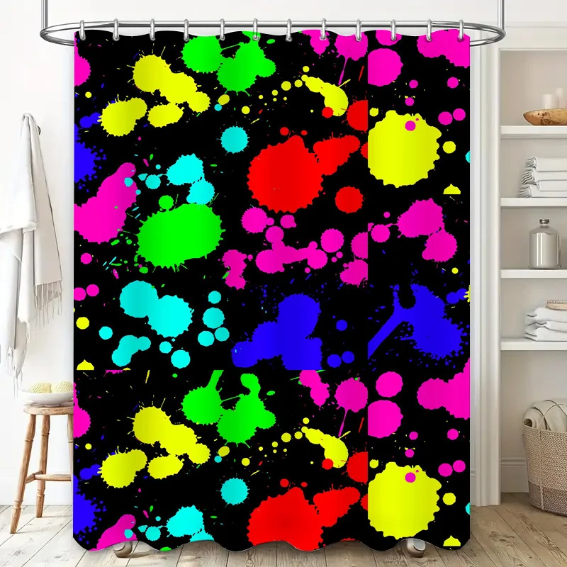 Bright Colorful Splatter Pattern Shower Curtain Bathroom Decor Waterproof Plastic Fabric Bath Tubs Kitchens Washroom