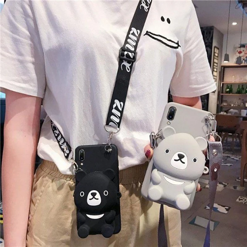 Cartoon DIY 3D Wallet Soft Silicone Case For Samsung Galaxy A06 A05 A14 A15 A24 A25 34 A53 A55 A56 A73 Cute Cat Bag Dog Shell image 6