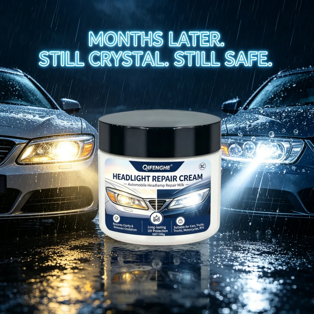 QIFENGHE 100g Headlight Repair Cream, Restore Clarity & Remove Oxidation, UV Protection for Car Headlight