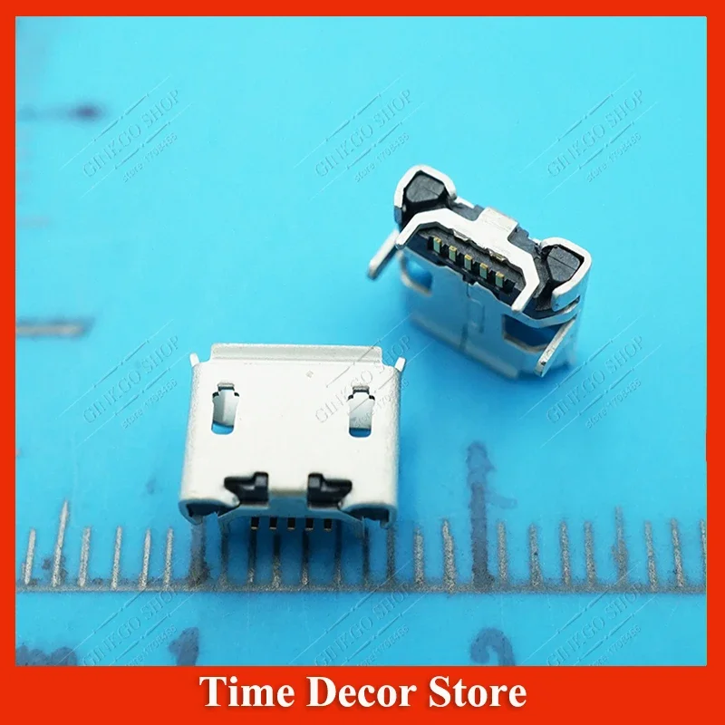 100pcs/lot Small Horn 4DIP 5Pins 5P Micro USB Charging Jack Connector 4.85 Distance Edge Crul for Tablet PC Mobile Phones