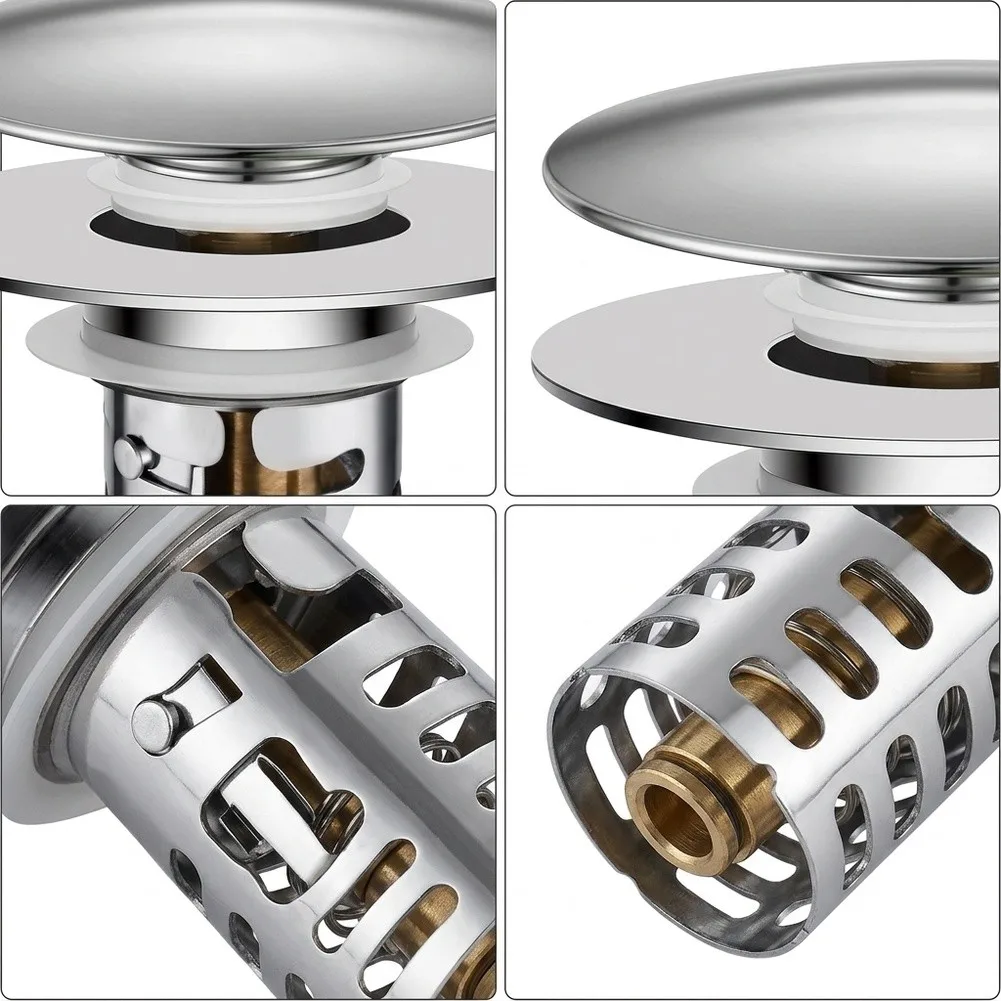 Multipurpose Stainless Steel Drain Stopper with Double Filter Strainer for Hair and Debris Prevention Rust Design