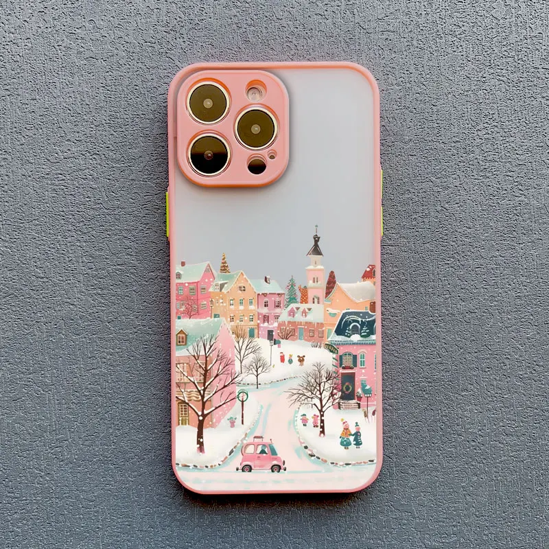Ins Cartoon-Weihnachtsstil-Telefonhülle für iPhone 17 16 Pro Max 15 14 13 12 11 Pro Max XR XS X 16 Plus Straßenbild-Telefonabdeckungen – Detail 2