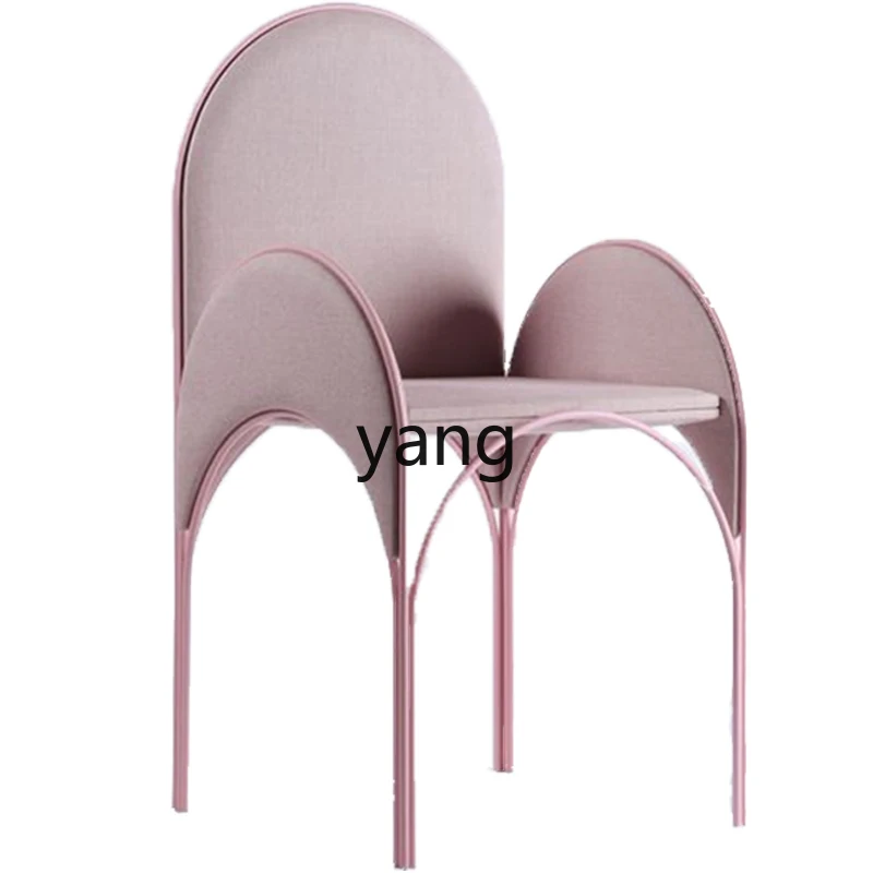 

Yjq Modern Stainless Steel Model Room Light Luxury Cosmetic Chair Household Make-up Chair in Stock Pink Fabric Single