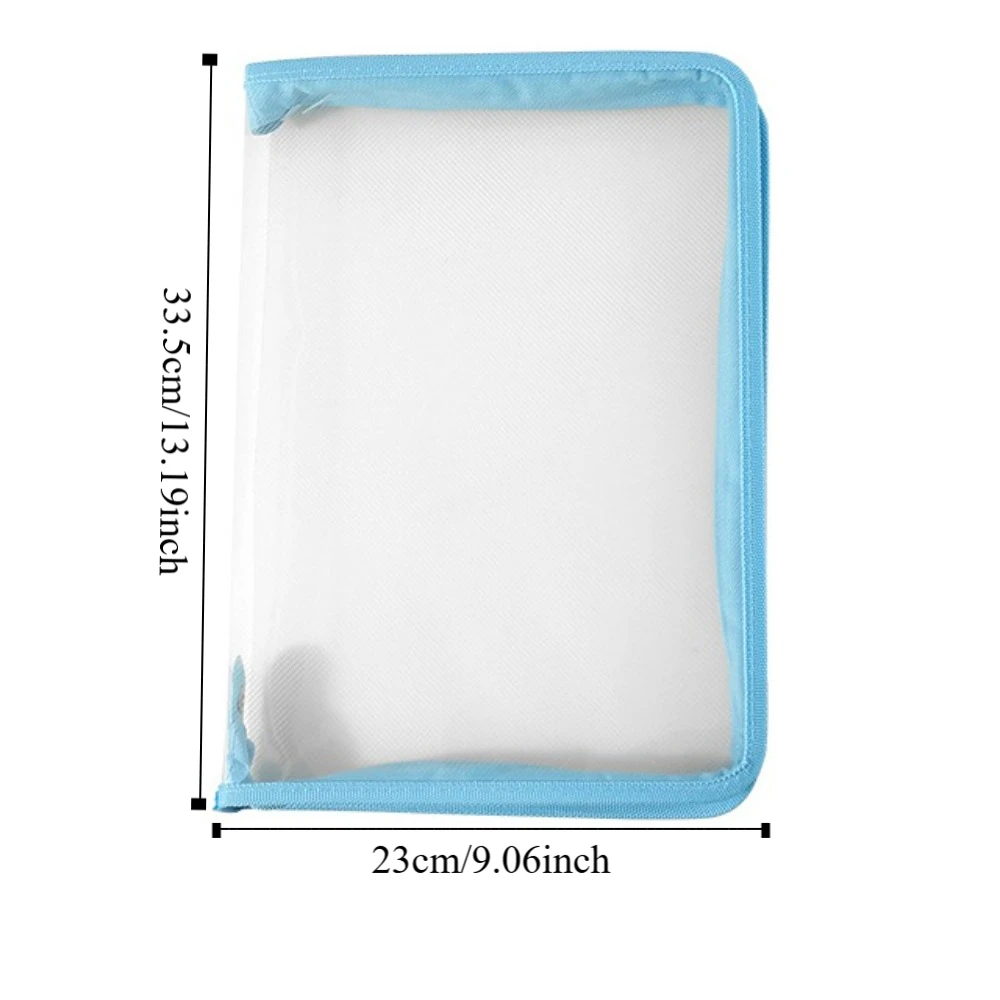 Multifunctional Transparent Zipper Pouch Large Capacity Solid Color File Pocket Stationery Storage PP Document Organizer Pouch