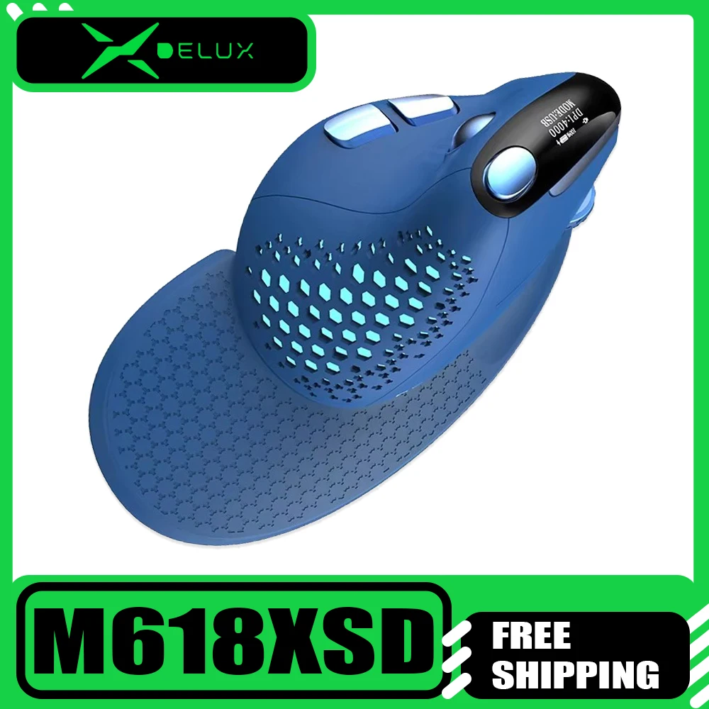 

Беспроводная мышь Delux M618XSD с OLED-экраном, три режима, 1000 мАч, Seeker, эргономичная офисная мышь, съемная задняя крышка, мышь, RGB, ПК, подарок