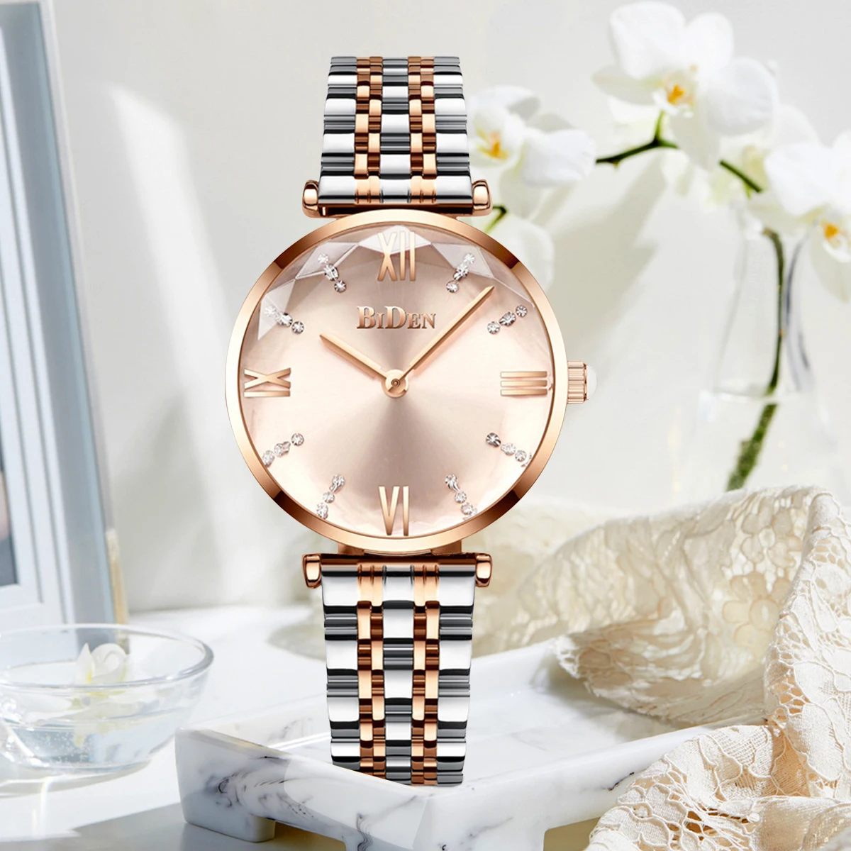 

BIDEN Luxury Women's Watch Elegant Waterproof Women's Watch Diamond Quartz Women's Watch Reloj Gift Box