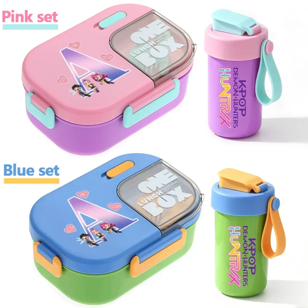 For KPOP Meal Box Water Cup Set Student  Vivid Colors Letter Lunch Bento Box Seasoning Box Tableware Water Bottle Hot Gifts - view 4