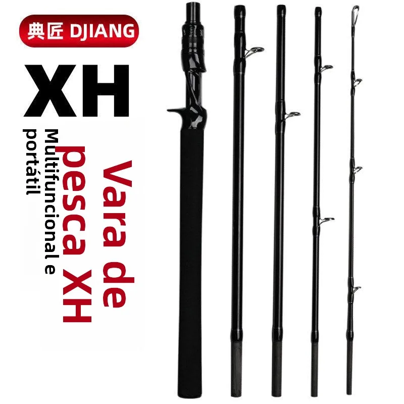 portable-xh-multi-section-45-rod-ultra-hard-carbon-travel-fishing-rod-straight-handle-long-casting-road-black-lure-stick
