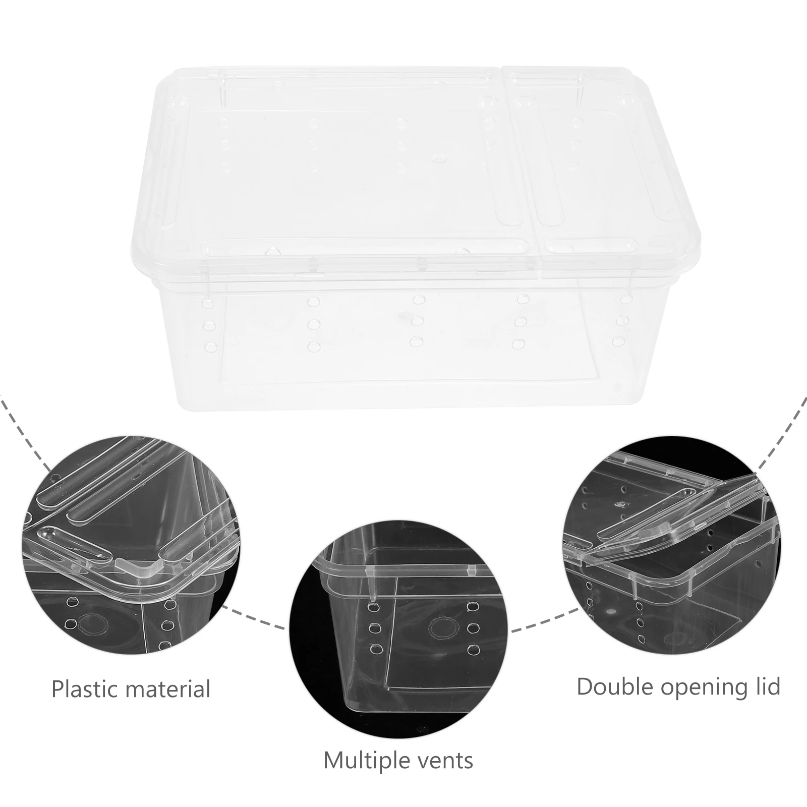 

1pc Insect Rearing Box Plastic Reptile Container Clear Habitat Feeding Tank Lizard Spider Breeding Box Scorpion Pet Display