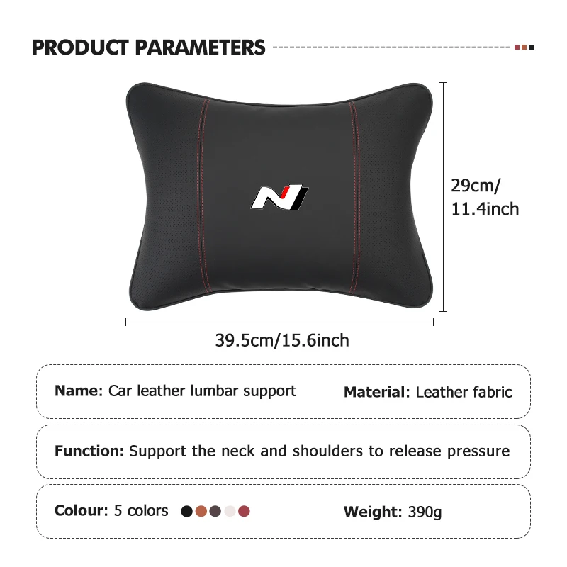 Car Lumbar Support Neck Pillow Waist Support Backrest Cushion For Hyundai Sonata i30 i20 Tucson Elantra Kona N Line view 6