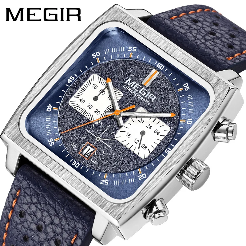 

MEGIR 2182 Fashion watch for men Business Chronograph Leather Sport Military WristWatch Luxury Luminous Clock Reloj Hombre