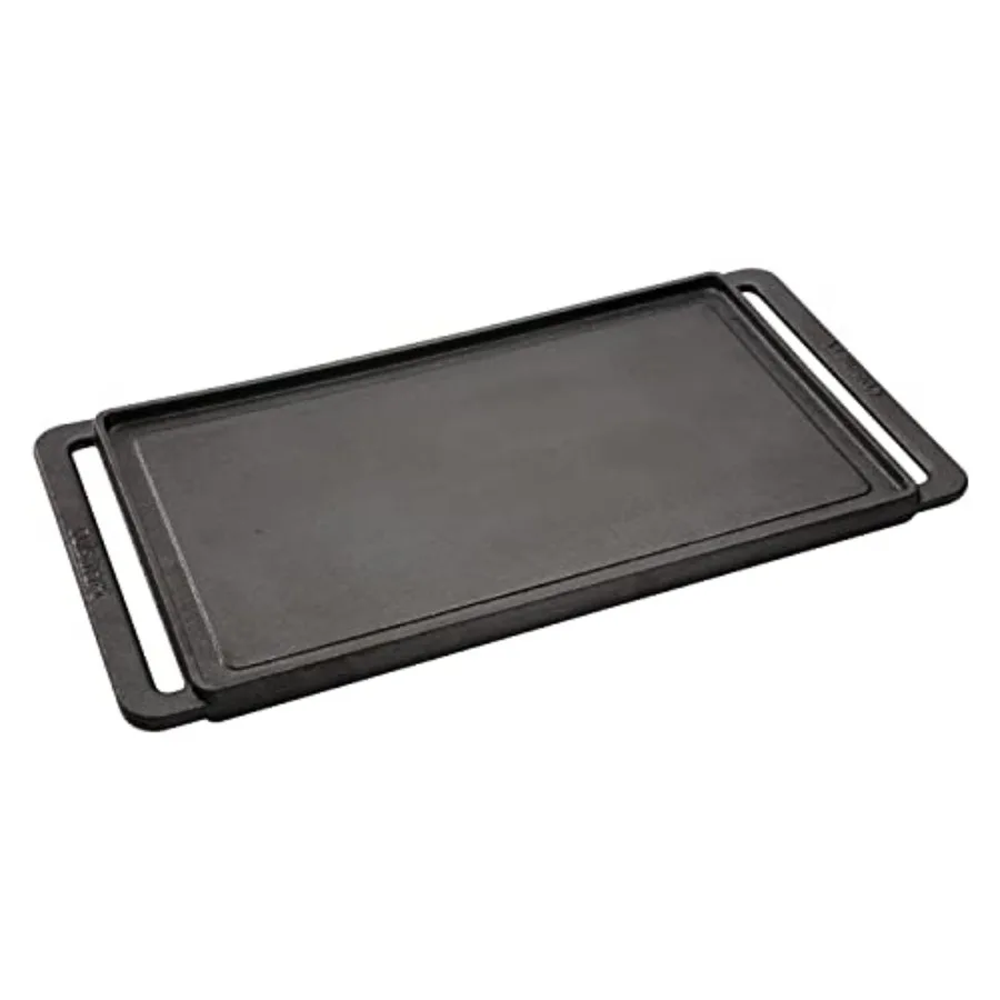 

Reversible Cast Iron Grill/Griddle Plate 15.75 x 9 Pre-Seasoned Cooking Surface with Flat and Ribbed Sides Stovetop Griddle for