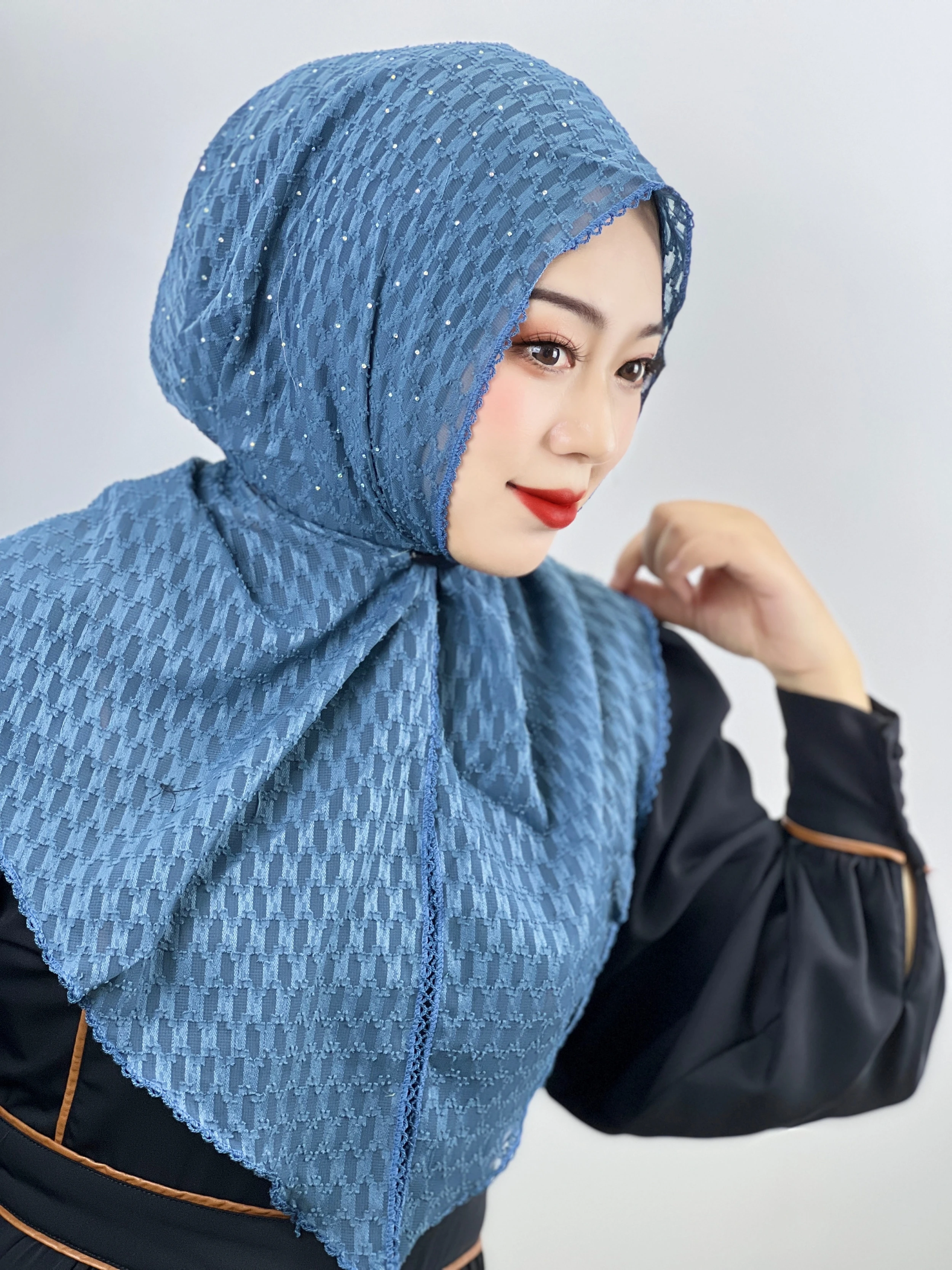 Muslim Breathable Mesh Hijab Thin Flash Hijab Ladies Long Dress Fashion Hijab Ladies Robe Shawl Ladies Hijab Instant Arabic