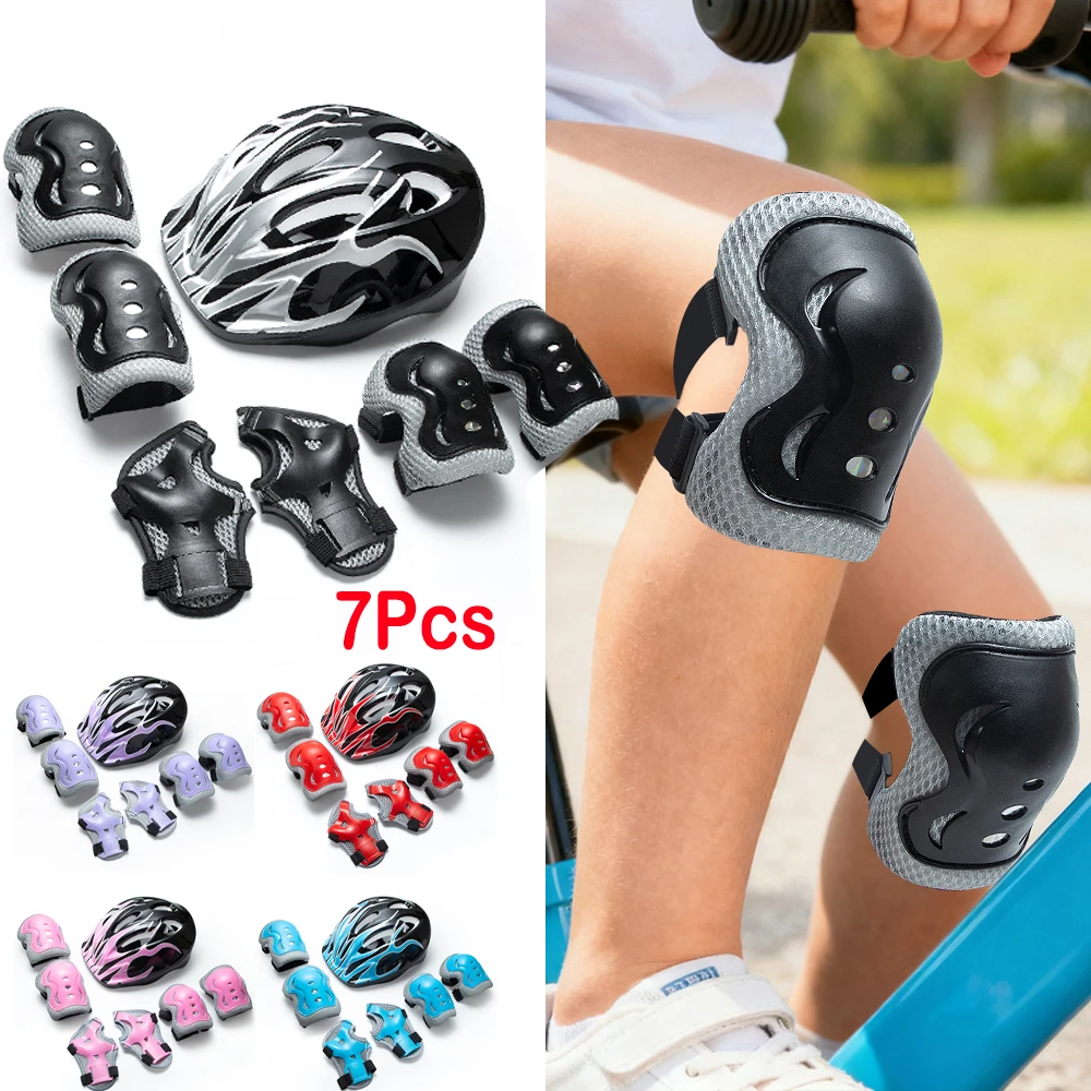 AliExpress RGGMQQ 7PCS Kids Bike Skateboard Helmet Pad Set,Cyling Protective Gear Knee & Elbow Pads Wrist Guards for Bicycle Scooter Roller Skate