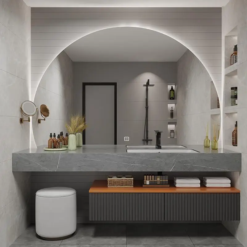 Modern and minimalist rock board integrated basin, bathroom cabinet combination, wash basin, washbasin, washbasin,