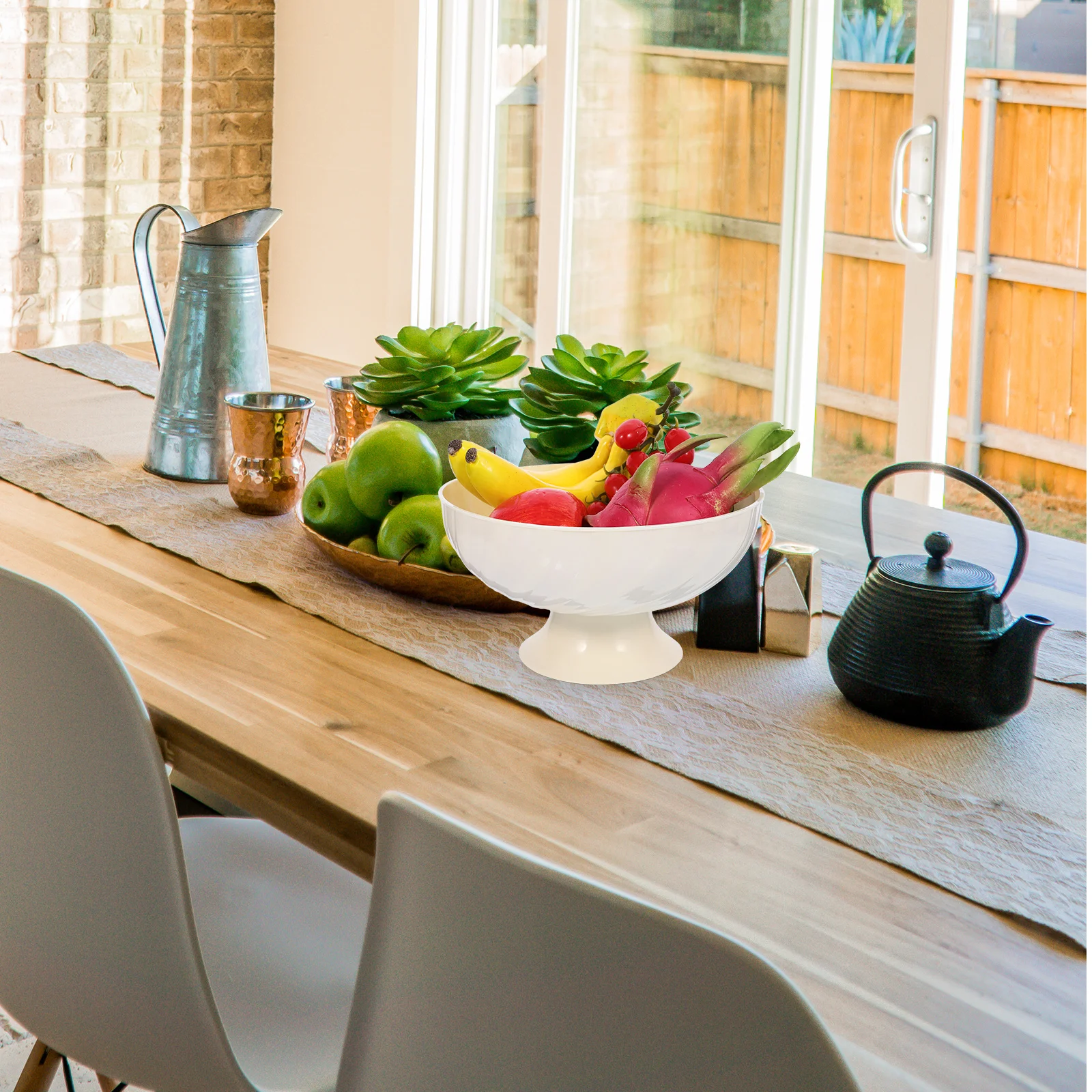 صينية فواكه سميكة مع فتحات تصريف تصميم القدمين للمنزل والمطبخ والمكتب ووعاء تقديم الوجبات الخفيفة وغسالة الأطباق والديكور الآمن