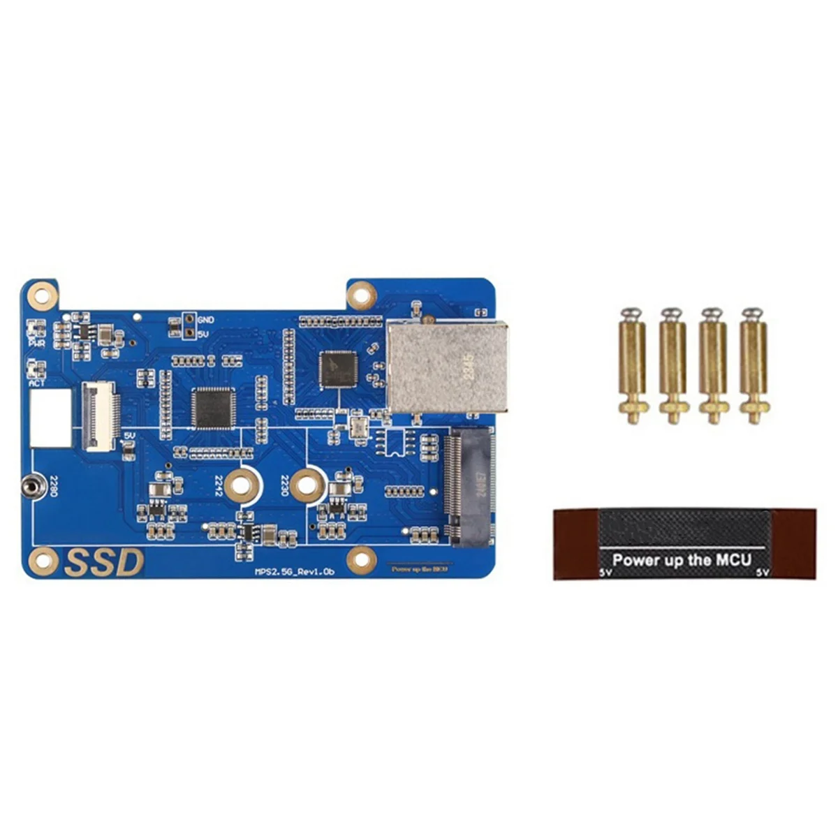 MPS2.5G für Raspberry Pi 5 PCIE zu NVME SSD + 2,5G ETH HAT RTL8125 Unterstützt RPi OS, Ubuntu, 2280, 22242, 2230 SSD – L47A