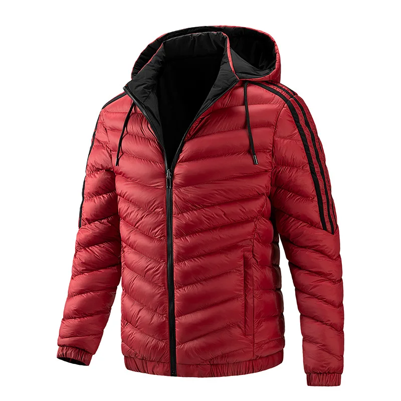 Abrigos acolchados de algodón para hombre, chaqueta de doble cara, ropa de invierno y primavera, cortavientos informal con capucha, talla 2XL, 2022