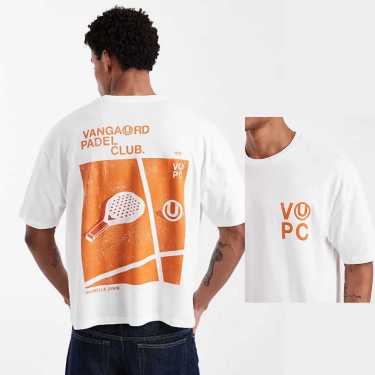 T-shirt surdimensionné avec motif Padel en blanc, style unisexe haut de gamme, pour hommes et femmes