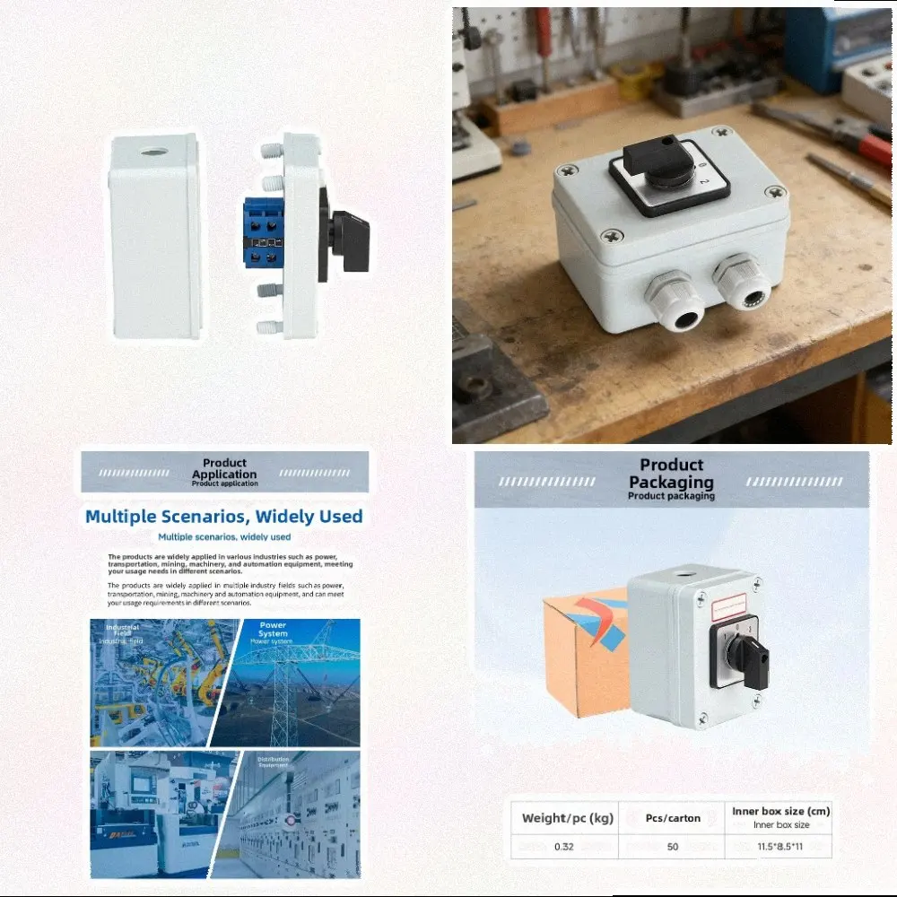 Rotary Cam Actuated 3 Position 2 Section Switch 20A with Protective Cover for AC440V DC240V Electrical Installations